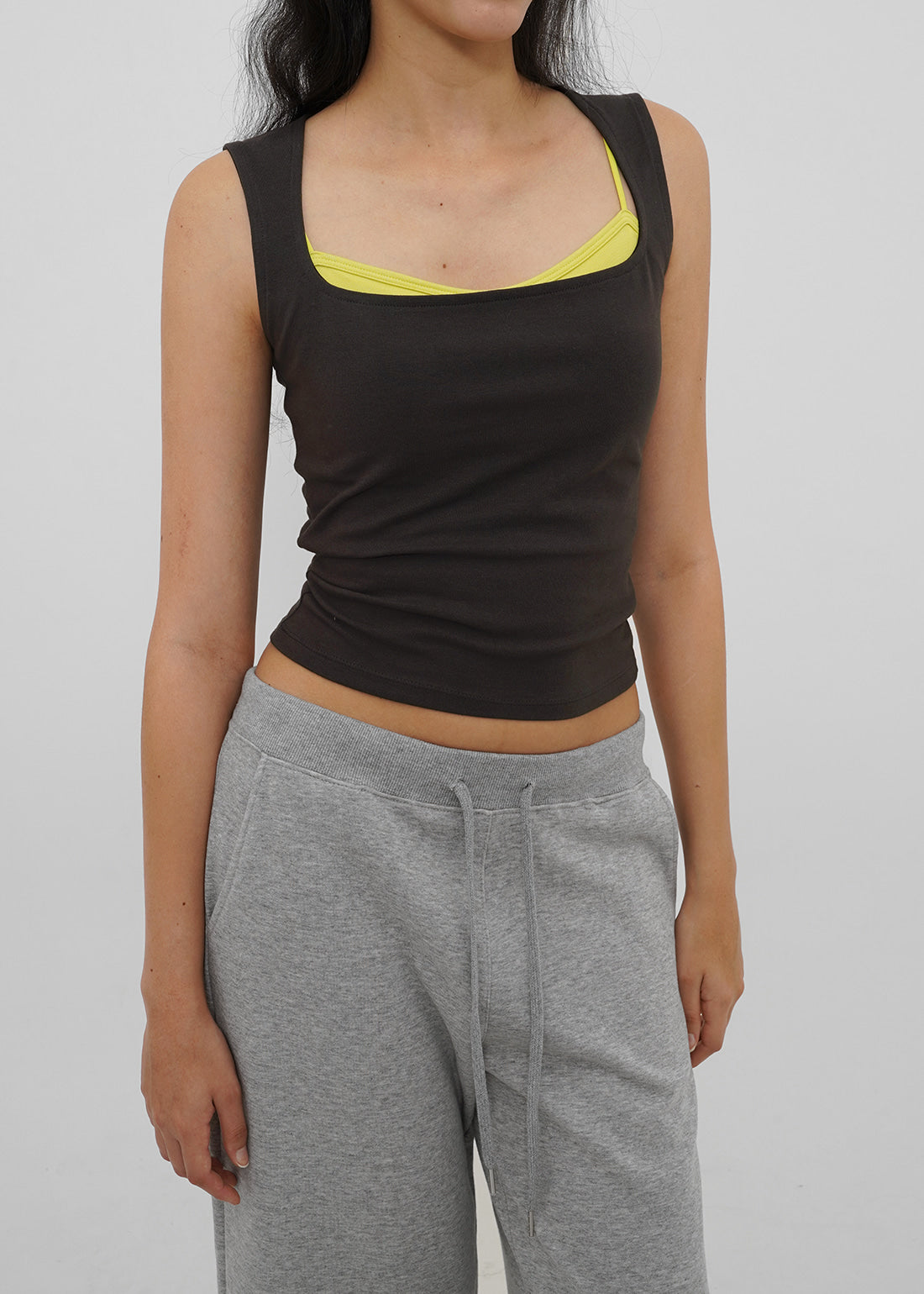 STRETCH COTTON WIDE SQUARE NECK TANK 9