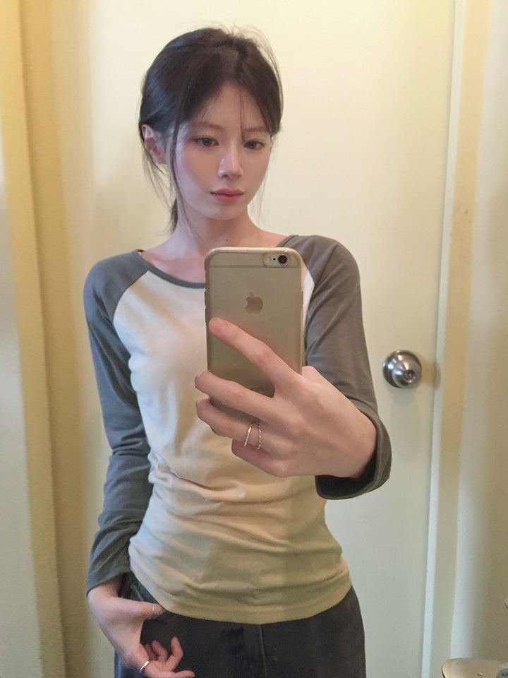 TWO-L COLOR-BLOCK RAGLAN TEE - 5 COLORS
