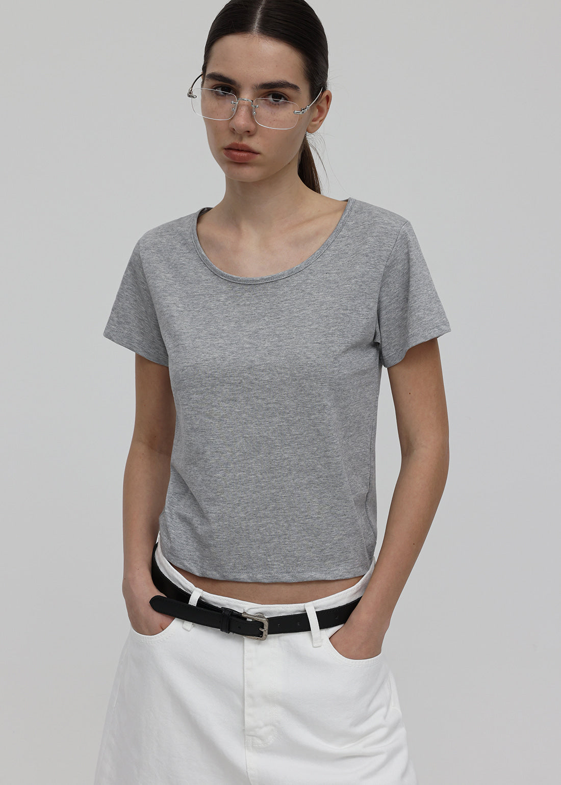 WASHABLE COOL U-NECK SHORT SLEEVE TEE 2