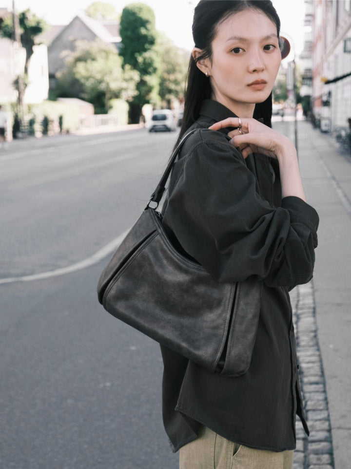 LENTO CUT-OUT LEATHER HOBO BAG - 2 COLORS