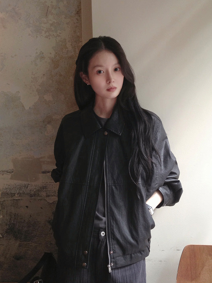 NOTE SOFT LEATHER BLOUSON - 2 COLORS