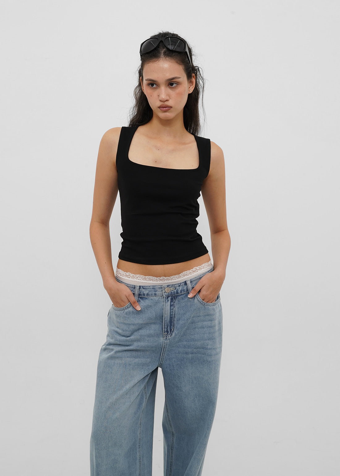 STRETCH COTTON WIDE SQUARE NECK TANK 5