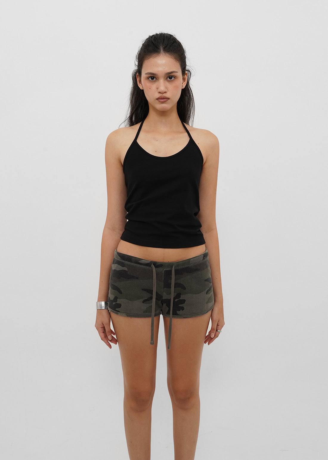 STRETCH COTTON STRAP HALTER TANK 5