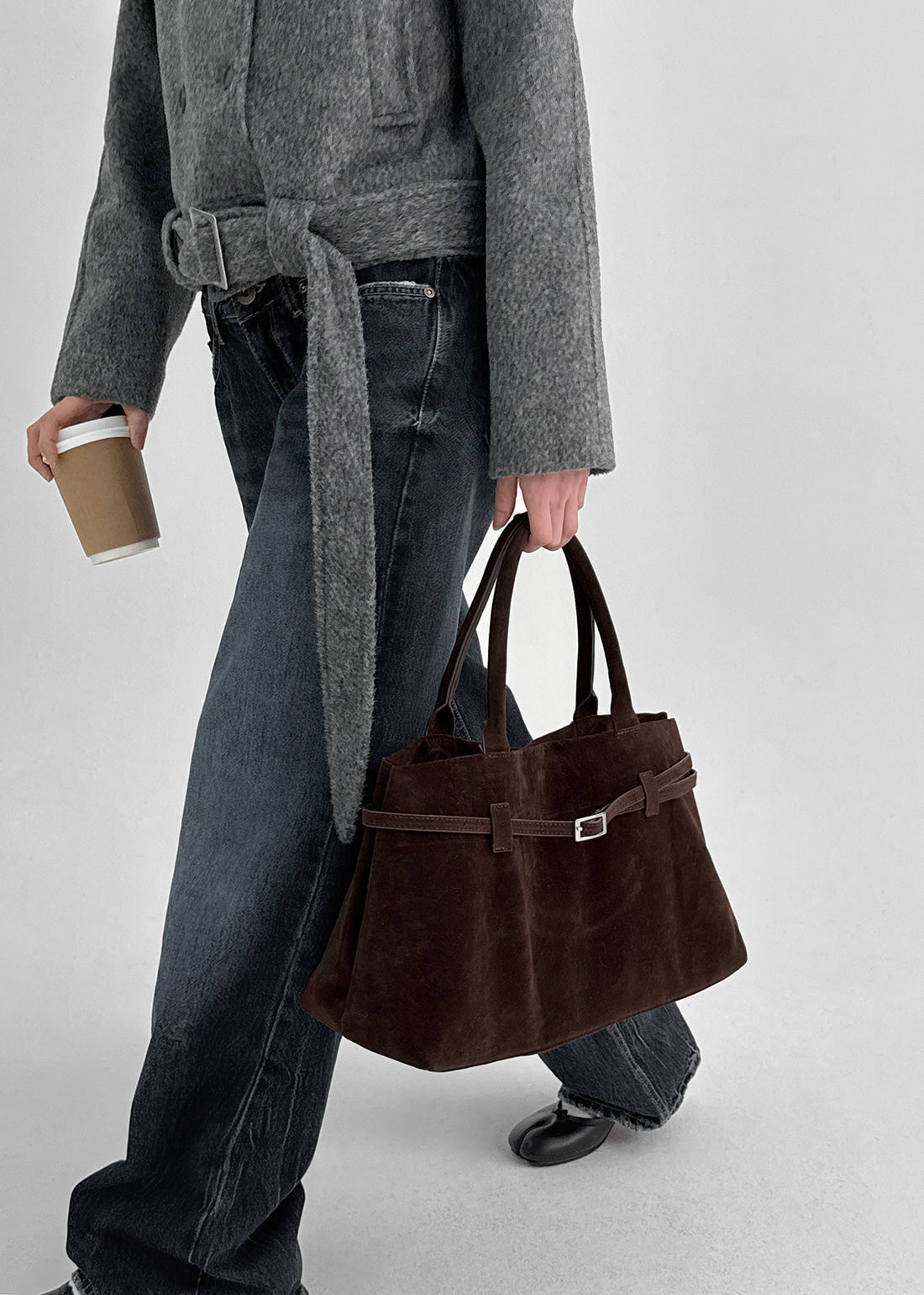 Lesotti Buckle Suede Tote Bag