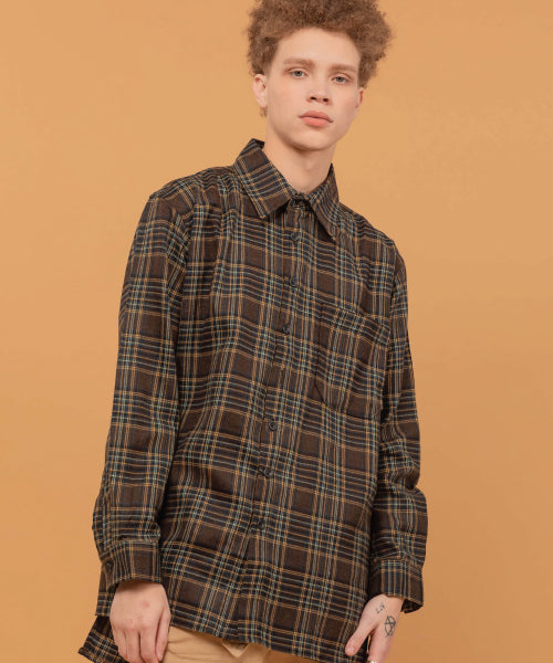 HEAVY OVERFIT CHECK SHIRT - 2 COLORS BROWN
