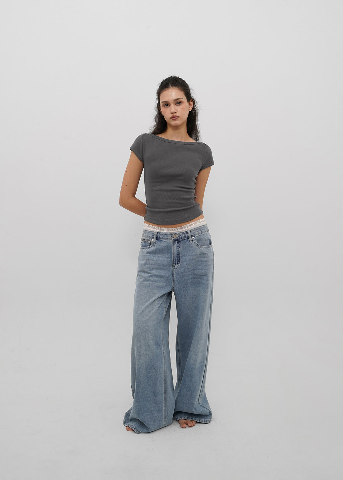 LIGHT WASHING WIDE JEANS 4