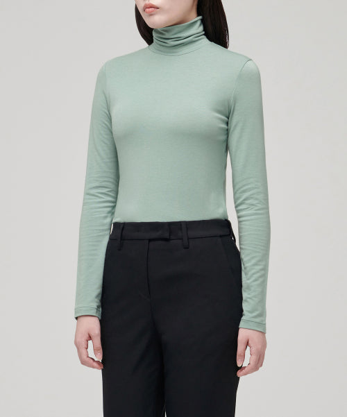 WOMENS TENCEL SLIM TURTLE NECK TEE #韓韶禧同款! - 16 COLORS MINT