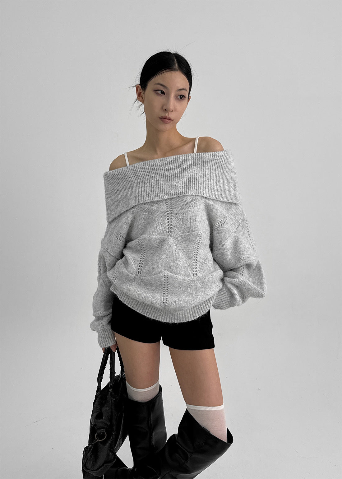 Kened Punching Off-Shoulder Wool Knit - 3 colors #H2H同款!