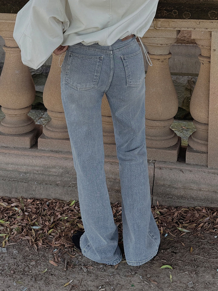 REAL ASH FIRM-FIT SEMI-BOOTCUT DENIM PANTS