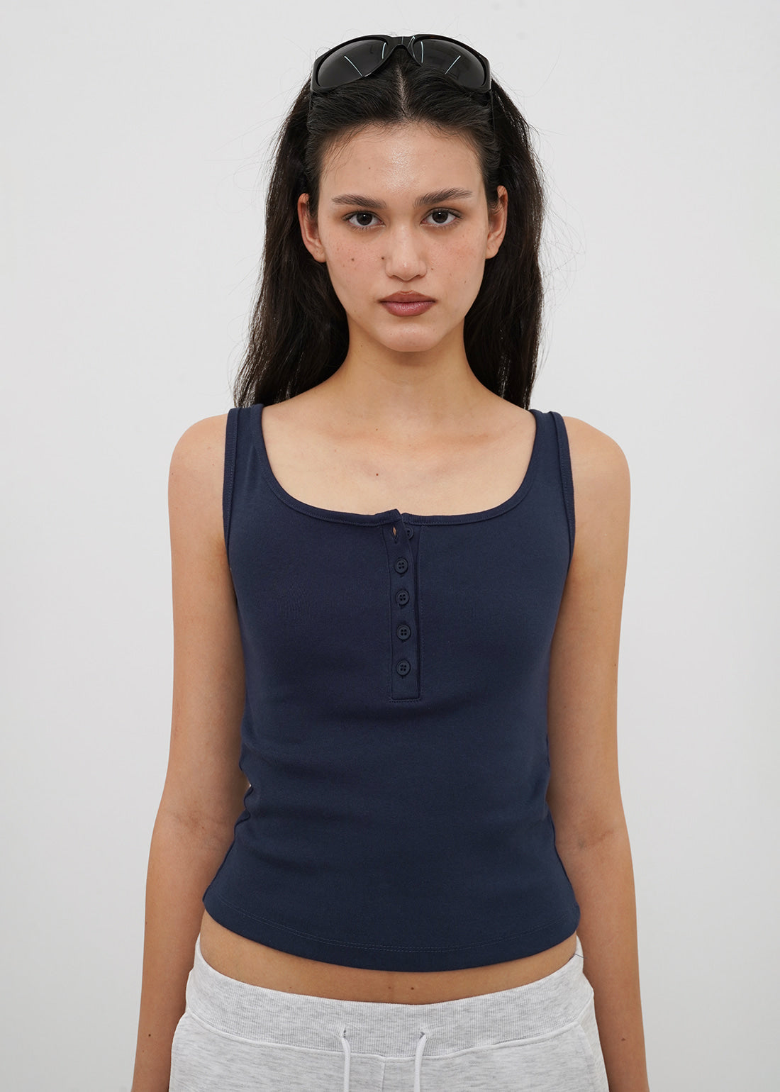 STRETCH STANDARD SQUARE HENLEY NECK TANK 6
