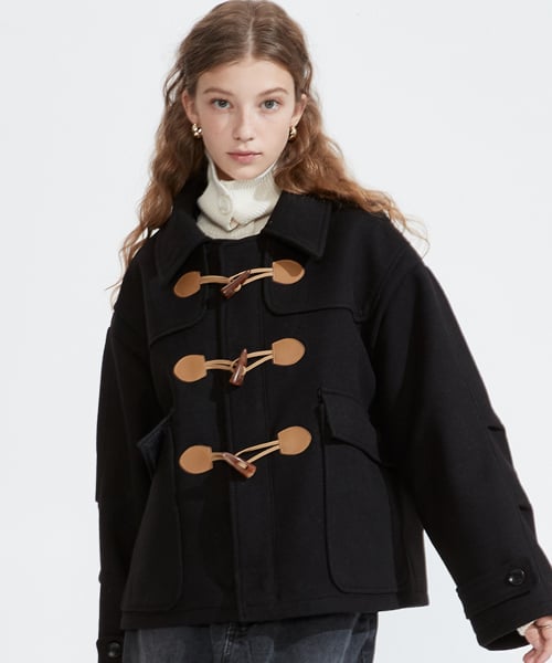 OVERFIT DUFFLE COAT BLACK