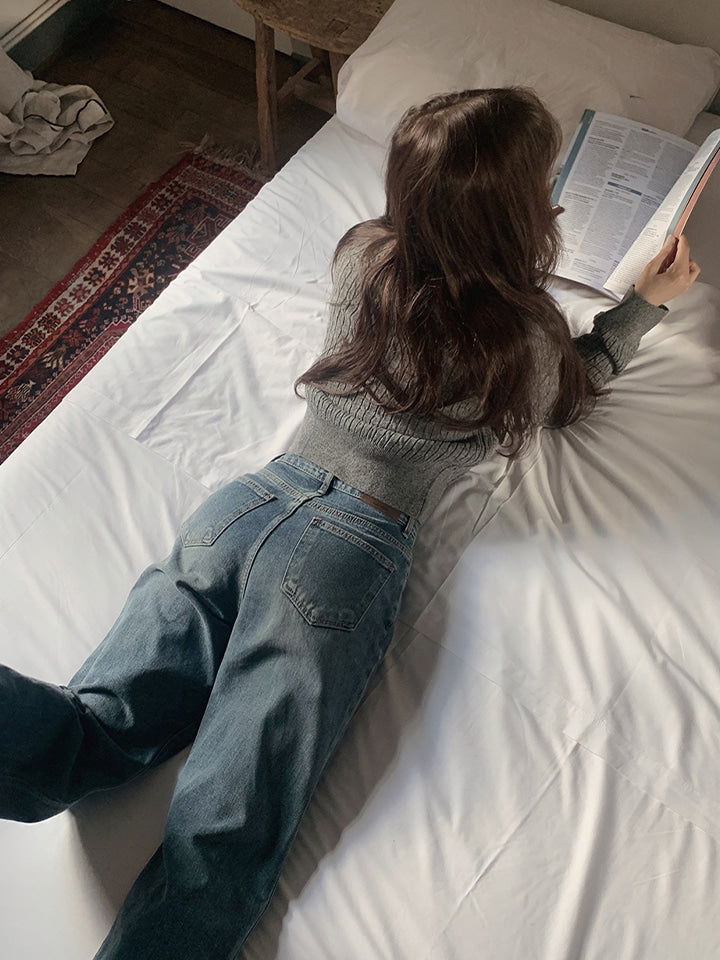 TODAY WIDE DARK-BLUE DENIM PANTS