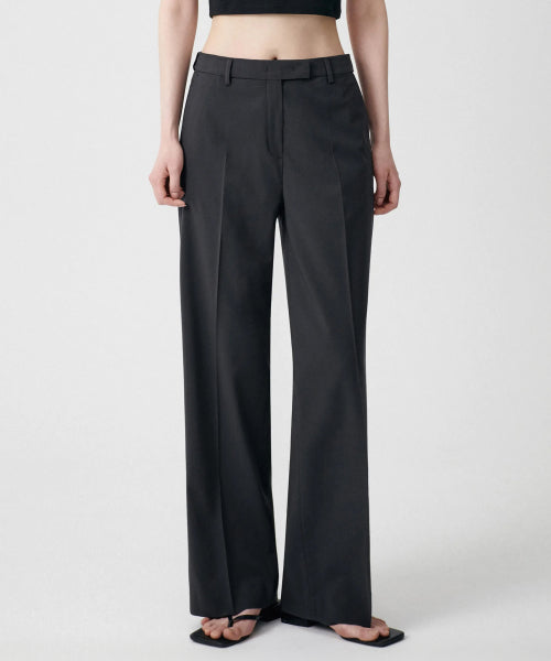 WIDE HIDDEN BANDING SLACKS - 2 COLORS GRAY
