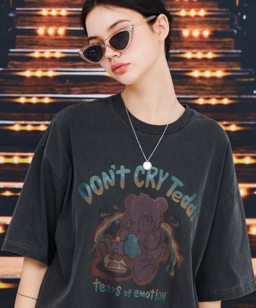 DONT CRY TEDDY SHORT SLEEVE TEE - 4 COLORS BLACK