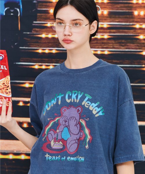 DONT CRY TEDDY SHORT SLEEVE TEE - 4 COLORS BLUE