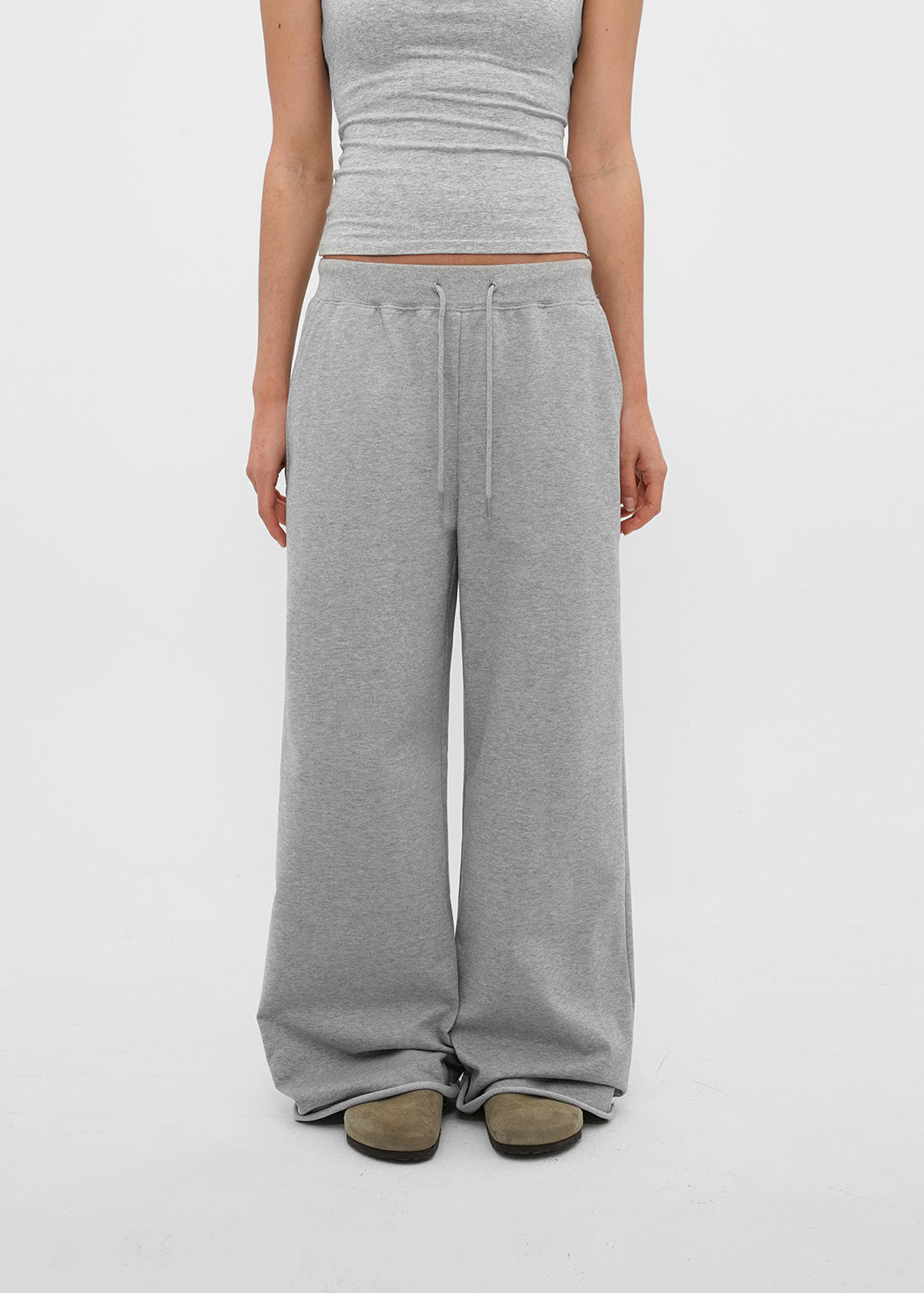 MID SWEAT CUTTING WIDE PANTS - 3 COLORS 10