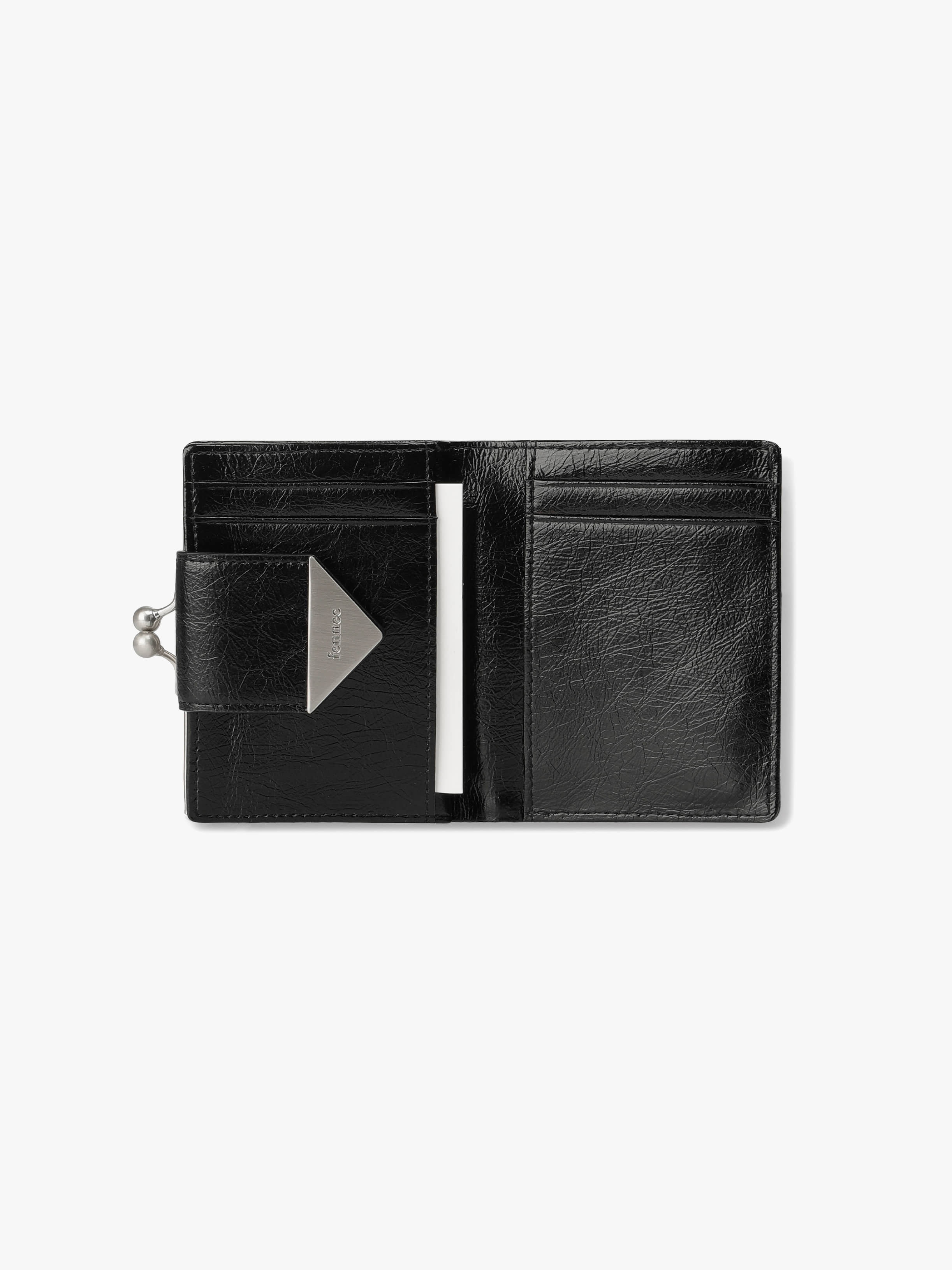 CRINKLE TRIANGLE FRAME BRIDGE WALLET - BLACK