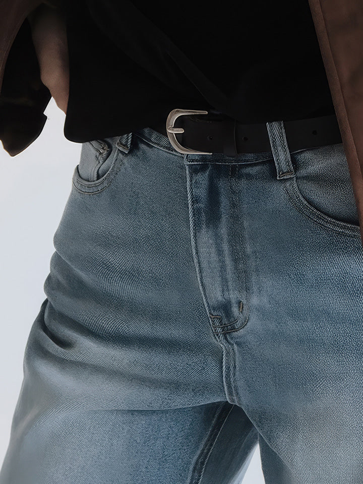 B CLASSIC STRAIGHT DENIM PANTS - 2 COLORS
