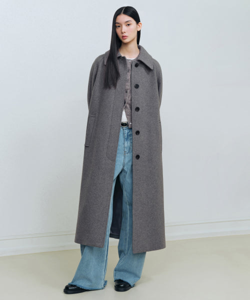 WOMENS CASHMERE BLEND BALMACAAN ROBE COAT #韓韶禧同款! - 8 COLORS GREY