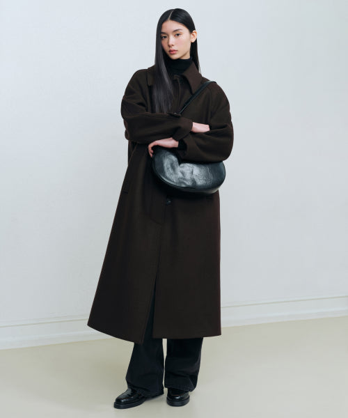 WOMENS CASHMERE BLEND BALMACAAN ROBE COAT #韓韶禧同款! - 8 COLORS BROWN