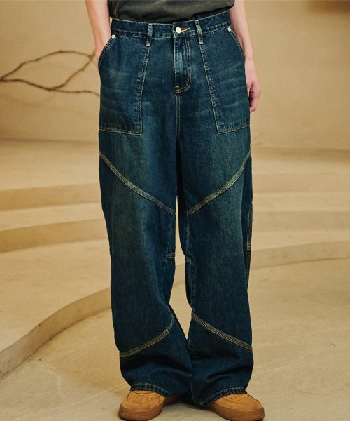 PANEL CARPENTER PANTS - 2 COLORS INDIGO