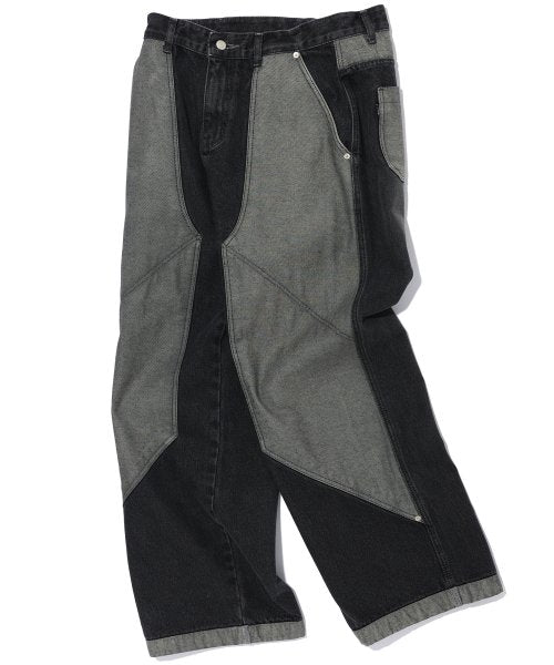 LAYER WIDE DENIM PANTS - 3 COLORS BLACK