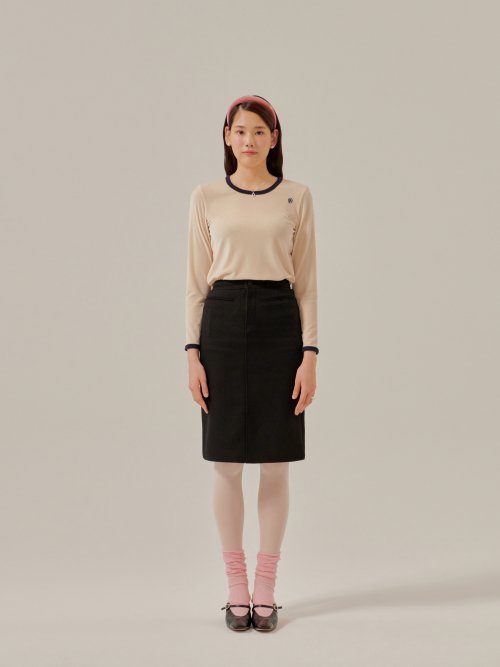 W VELOUR RINGER LONG SLEEVE IVORY