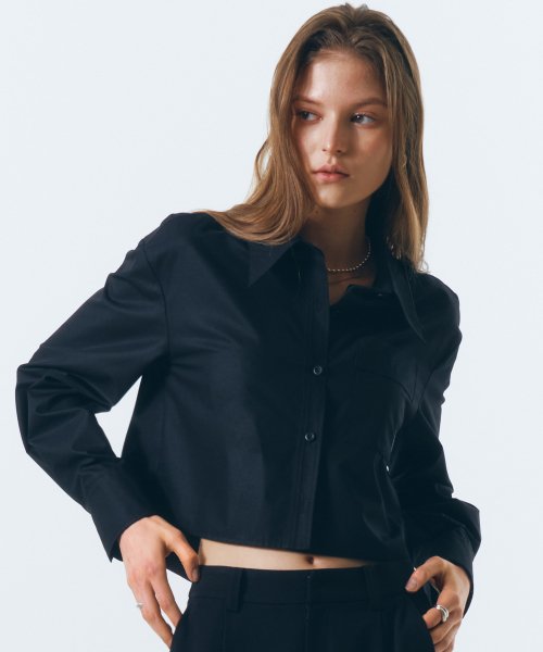 WRINKLE FREE CROP SHIRT - 2 COLORS