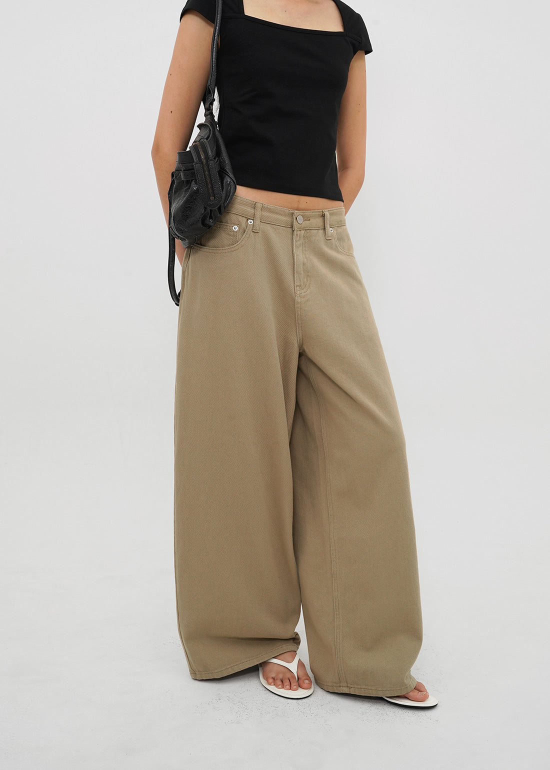 LOW WIDE COTTON PANTS - 2 COLORS 7