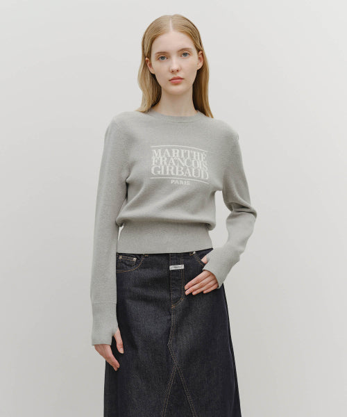 W CLASSIC LOGO CROP KNIT - 2 COLORS MELANGE GREY