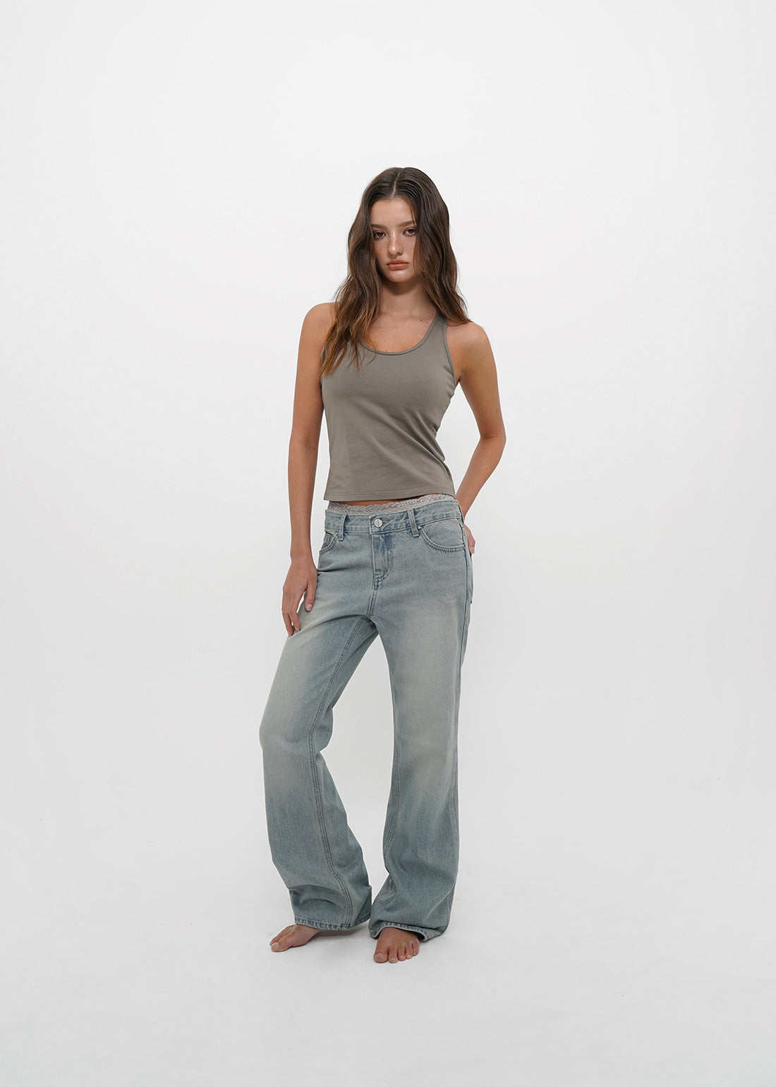 WASHING LOW SLIM BOOTS-CUT JEANS - 2 COLORS 5