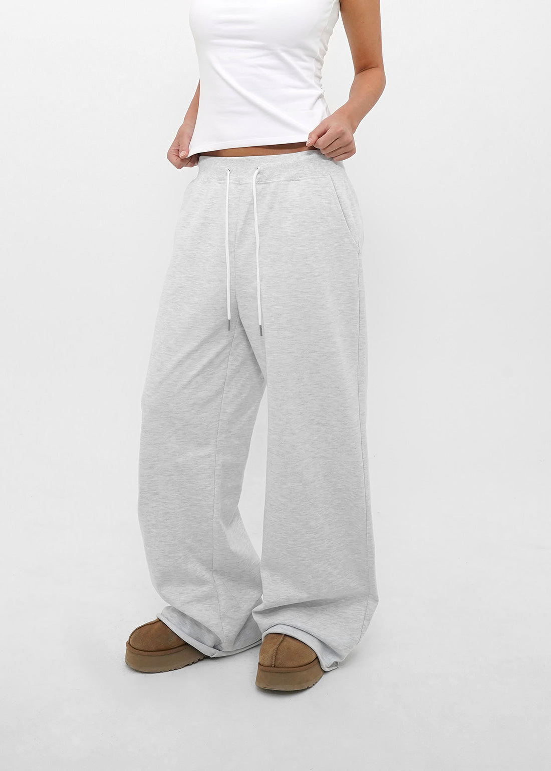 MID SWEAT CUTTING WIDE PANTS - 3 COLORS 9