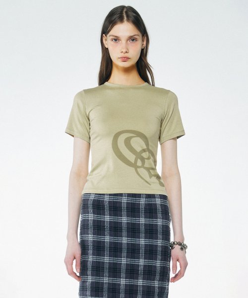 OBLIQUE LOGO CROP TOP PALE GREEN