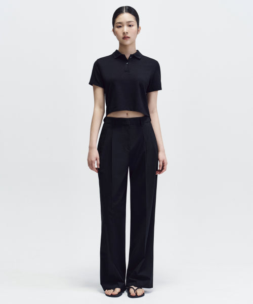 SEMI BALLOON HIDDEN BANDING SLACKS - 2 COLORS BLACK