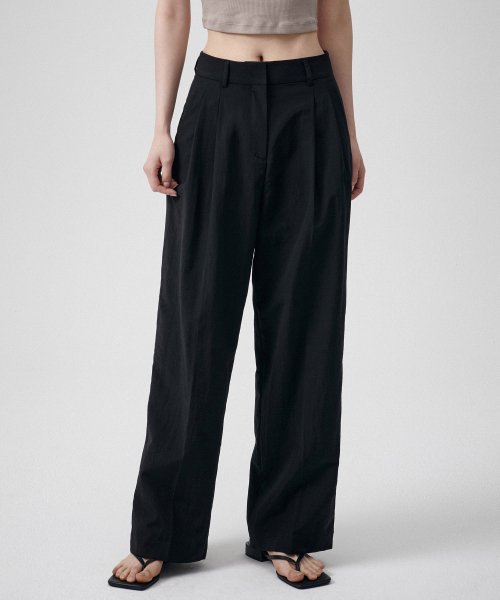 CRINKLE WIDE PANTS - 3 COLORS BLACK