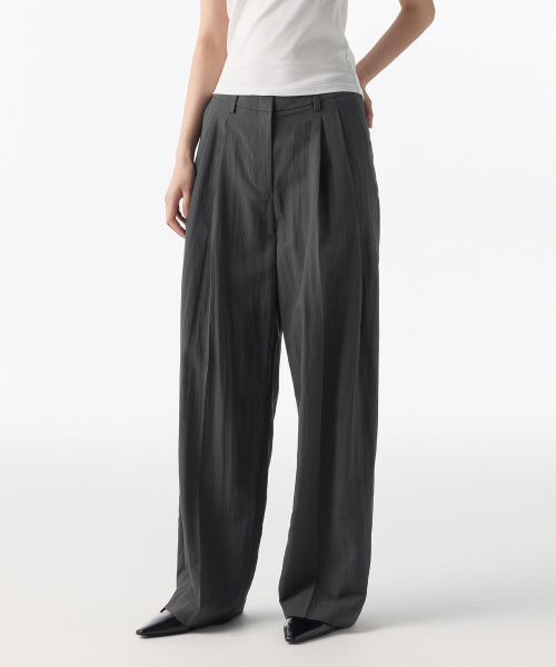 CRINKLE WIDE PANTS - 3 COLORS GRAY