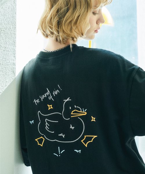 EMBROIDERY SHORT SLEEVE TEE - 2 COLORS BLACK