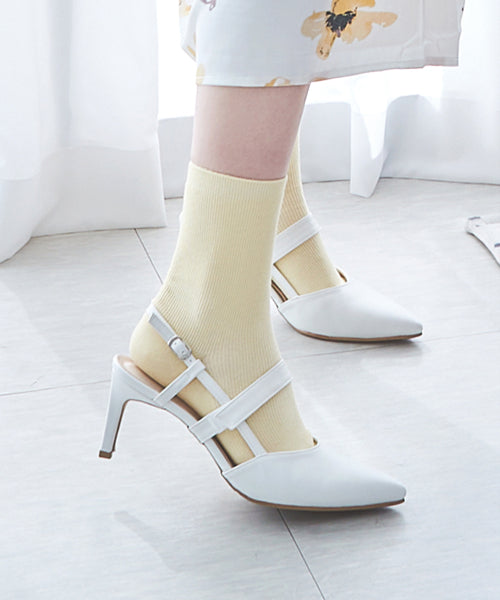 5/ STRAP SLINGBACK HEEL - 3 COLORS WHITE