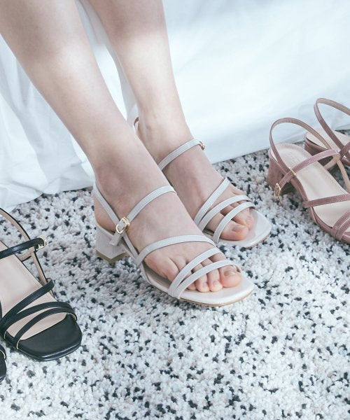 STRAP SANDAL HEEL LILY - 4 COLORS WHITE