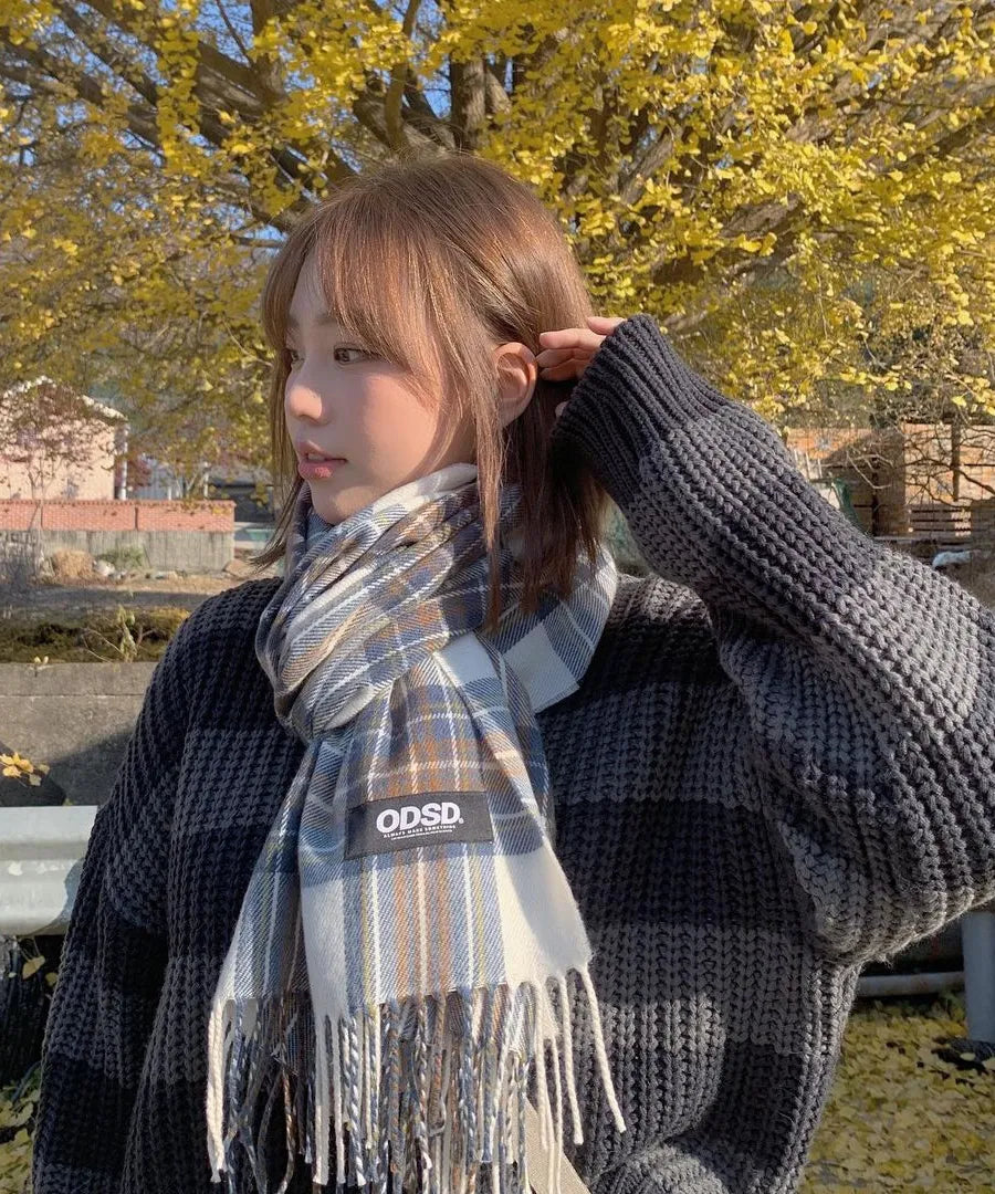 Basic Knit Check Muffler - 32 Colors