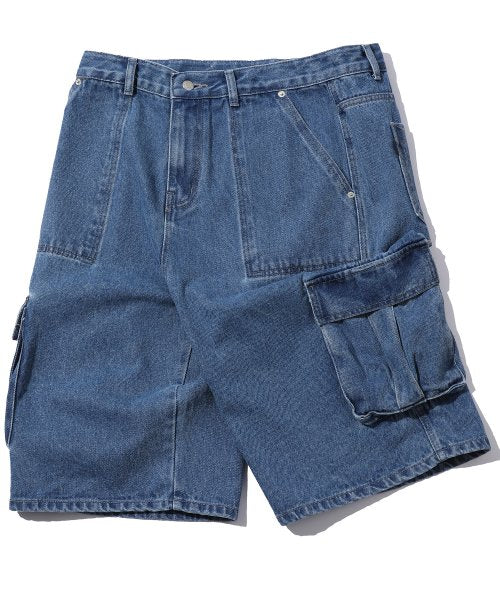 BERMUDA FATIGUE CARGO DENIM PANTS - 2 COLORS INDIGO