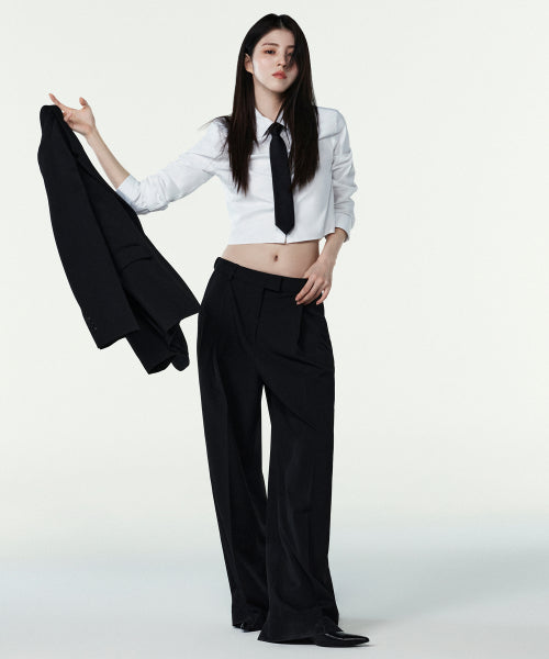 WOMENS SLIM FIT CROP SHIRT #韓韶禧同款! - 6 COLORS WHITE
