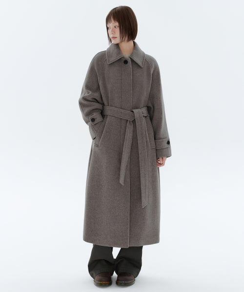 WOMENS CASHMERE BLEND BALMACAAN ROBE COAT #韓韶禧同款! - 8 COLORS TAUPE