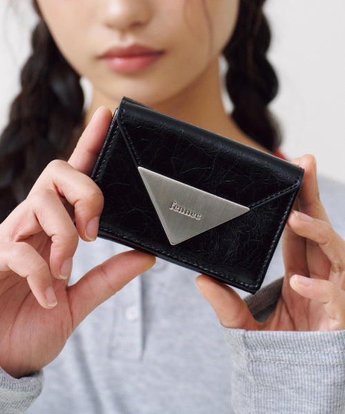CRINKLE TRIANGLE TRIPLE WALLET - 7 COLORS BLACK