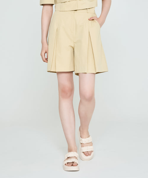 PINTUCK HALF PANTS - 2 COLORS BEIGE