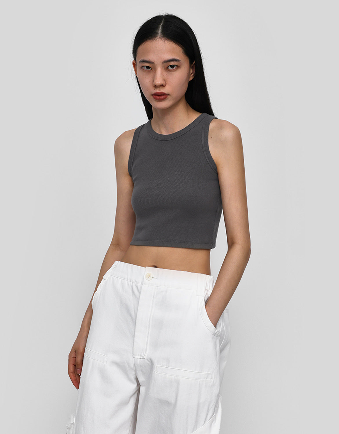 ROUND NECK RIBBED TANK 1