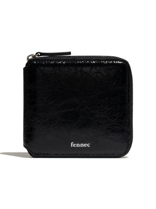 CRINKLE ZIPPER WALLET - 2 COLORS BLACK
