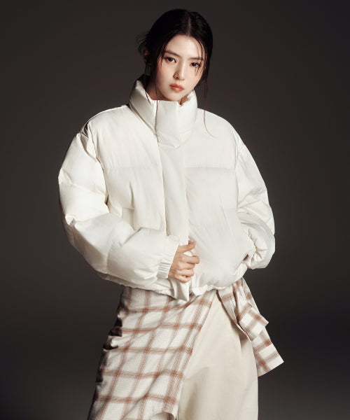 WOMENS DAILY PUFFER SHORT PADDING JACKET #韓韶禧同款! - 10 COLORS IVORY