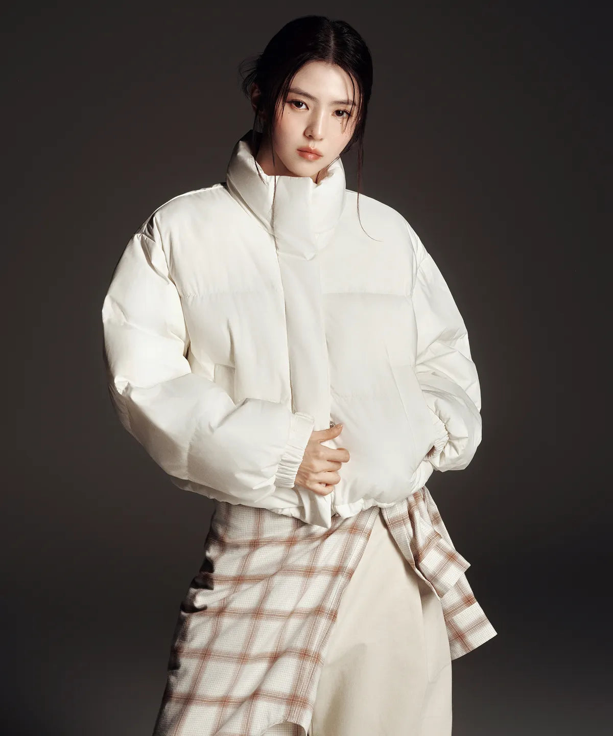 WOMEN'S DAILY PUFFER SHORT PADDED JACKET [IVORY] #韓素希同款!