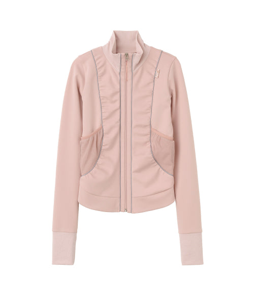 SHIRRING ZIP UP JERSEY BALLERINA - 2 COLORS PINK